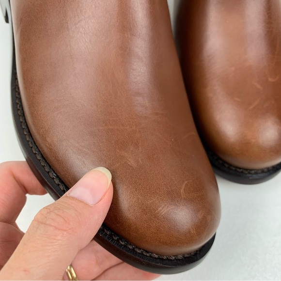 Tory Burch Boots Cognac Brown Leather Harness Equestrian Colton Ankle Size 5 - Picture 10 of 11